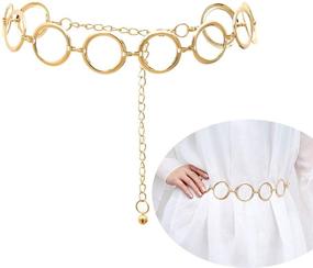 img 4 attached to 👙 Jurxy Women's S Size Alloy Waist Chain Belt Body Harness for Jeans Dresses – Gold Ring Buckle Style 6