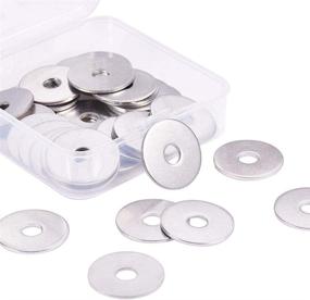 img 1 attached to 🐼 PandaHall Elite 304 Stainless Steel Stamping Blanks: 50pcs Flat Round Washers for Bracelet Jewelry Making in Stainless Steel Color - 25mm with 6.5mm Center Hole