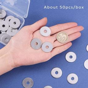 img 2 attached to 🐼 PandaHall Elite 304 Stainless Steel Stamping Blanks: 50pcs Flat Round Washers for Bracelet Jewelry Making in Stainless Steel Color - 25mm with 6.5mm Center Hole