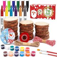 70 pcs natural wood slices craft kit - 2.8-3.1 inches unfinished predrilled wooden circles with hole, jute twine, acrylic paint, markers - diy decoration set by shuttle art logo