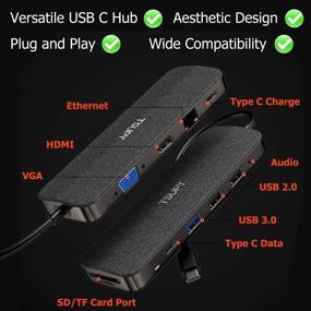 img 3 attached to TSUPY Dual USB C HUB 12 in 1 Thunderbolt 3 Hub with 100W PD, 4K HDMI, VGA, Ethernet, USB-C Data Port, USB 3.0/2.0, Audio/Mic, Micro SD/SD Slots for MacBook Pro, Dell, HP and More