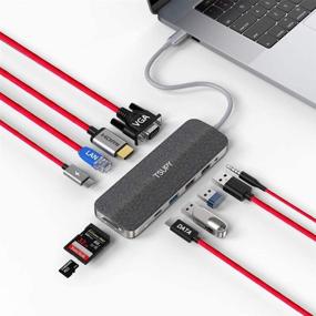 img 4 attached to TSUPY Dual USB C HUB 12 in 1 Thunderbolt 3 Hub with 100W PD, 4K HDMI, VGA, Ethernet, USB-C Data Port, USB 3.0/2.0, Audio/Mic, Micro SD/SD Slots for MacBook Pro, Dell, HP and More