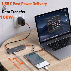 img 2 attached to TSUPY Dual USB C HUB 12 in 1 Thunderbolt 3 Hub with 100W PD, 4K HDMI, VGA, Ethernet, USB-C Data Port, USB 3.0/2.0, Audio/Mic, Micro SD/SD Slots for MacBook Pro, Dell, HP and More