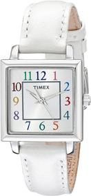 img 4 attached to 🕒 Timex Women's T2P377 Elevated Classics Silver-Tone Wristwatch with White Leather Strap