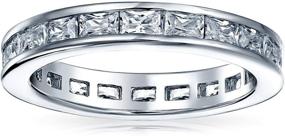 img 3 attached to 💍 Stackable Wedding Band Eternity Ring for Women - 2MM Simple Cubic Zirconia Channel Princess Cut CZ in 925 Sterling Silver