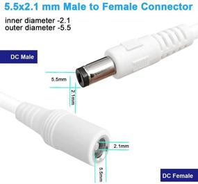 img 3 attached to 🔌 SIOCEN 2-пак 13 футового Провода для продления питания DC для CCTV камеры безопасности, светодиодной ленты - Мужской к Женскому 5.5 мм x 2.1 мм 12 В.