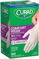 🧤 curad comfort wear latex exam gloves - powder-free, one size fits most - 50 count logo