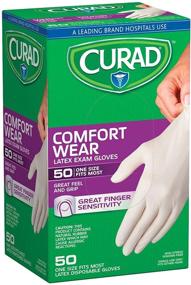 img 2 attached to 🧤 Curad Comfort Wear Latex Exam Gloves - Powder-Free, One Size Fits Most - 50 Count