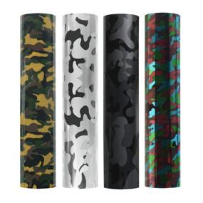 img 4 attached to Pack of 4 Assorted Colors Heat Transfer Camouflage Pattern Vinyl: Camo Iron 👕 on Vinyl Sheets 12x10'' for DIY Shirts and Garments (Camouflage Green, Gray, Red, Silver)