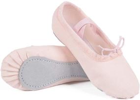 img 4 attached to 🩰 Ambershine Full Sole Ballet Shoes: Perfect Fit for Girls/Toddlers/Kids, Canvas and Satin Ballet Slippers with Ribbon - Optimal Dance Shoes