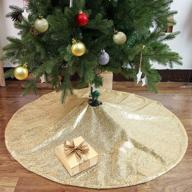 🎄 add sparkle to your christmas tree with the 48 inch gold sequin christmas tree skirt - ideal for holiday decor and halloween parties! (tree skirts,5ft-7.5ft tree) logo