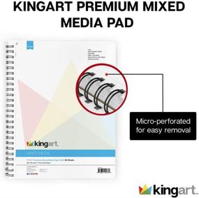 img 1 attached to 📒 KINGART Mixed Media Paper Pad | Heavyweight, Fine Texture | Perforated | Side Wire Bound | 98 lbs. (160g) | 11x14 | 60 Sheets