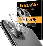 2 упаковки защитного стекла uniqueme для камеры iphone 11 pro/11 pro max | закаленное стекло, легкая установка, жесткость 9h, чистый hd вид [не подходит для iphone 12 pro max] логотип