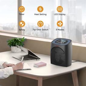 img 3 attached to 🔥 Efficient Indoor Digital Electric Space Heater: Portable 1500W Heater with Thermostat, Timer, and Safety Features for Bedroom or Office