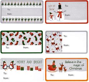 img 1 attached to 🎁 Добавьте праздничный шарм своим подаркам с наклейками WRAPAHOLIC для Рождества - наклейки с изображением Санта-Клауса, оленя, новогодней ёлки, снеговика и носка!
