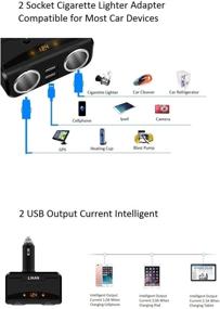 img 3 attached to 🔌 Car Charger Adapter with Voltage Display, 2-Socket Cigarette Lighter Splitter and Dual USB Port, Compatible with iPhone, iPad, Tablet, Galaxy, HTC, LG