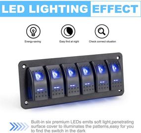 img 3 attached to 🔵 Bunker Indust 6 Gang Rocker Switch Aluminum Panel with Blue LED Light - Waterproof 5 Pin On Off Toggle Switches for 12V/24V Marine Boat RV Truck Car ATV