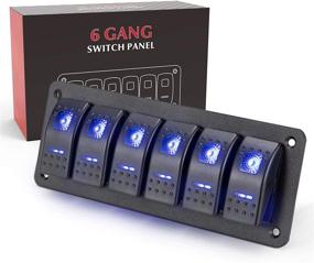 img 4 attached to 🔵 Bunker Indust 6 Gang Rocker Switch Aluminum Panel with Blue LED Light - Waterproof 5 Pin On Off Toggle Switches for 12V/24V Marine Boat RV Truck Car ATV