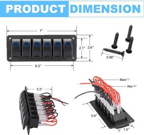 img 2 attached to 🔵 Bunker Indust 6 Gang Rocker Switch Aluminum Panel with Blue LED Light - Waterproof 5 Pin On Off Toggle Switches for 12V/24V Marine Boat RV Truck Car ATV