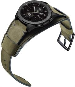 img 1 attached to 🌟 Hepsun 22mm Vintage Genuine Leather Cuff Band Strap for Samsung Galaxy Watch 46mm/Watch 3 45mm/Gear S3 Frontier/Classic/Pebble Time/Garmin Vivoactive 4/Fossil Q/TicWatch Pro 2020/3 GPS - Army Green