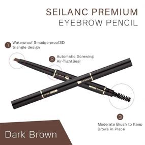 img 2 attached to 🖋️ SEILANC Waterproof Smudge-proof Eyebrow Pencil 2 Packs - Dark Brown, with Brow Brush, Automatic Eye Brow Makeup
