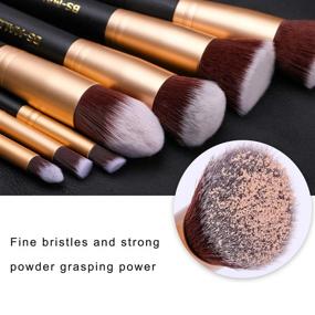 img 1 attached to BS-MALL Premium Synthetic Kabuki Makeup Brush Kit, 10 Pieces, Golden Black: Achieve Flawless Makeup with Professional Brushes