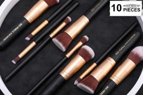 img 3 attached to BS-MALL Premium Synthetic Kabuki Makeup Brush Kit, 10 Pieces, Golden Black: Achieve Flawless Makeup with Professional Brushes