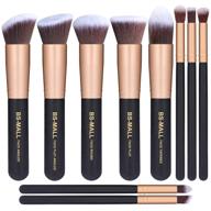 bs-mall premium synthetic kabuki makeup brush kit, 10 pieces, golden black: achieve flawless makeup with professional brushes logo