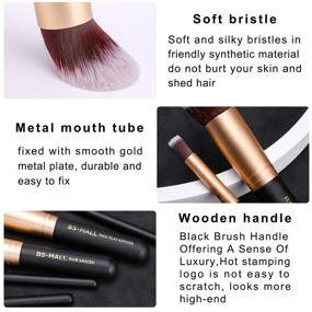 img 2 attached to BS-MALL Premium Synthetic Kabuki Makeup Brush Kit, 10 Pieces, Golden Black: Achieve Flawless Makeup with Professional Brushes