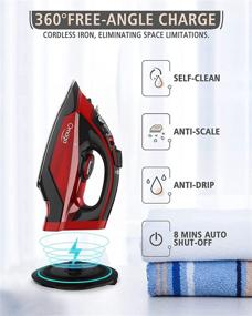 img 3 attached to 🔥 OMAIGA 1500W Cordless Iron for Clothes - Cordless Steam Iron with 11.8ozs Water Tank and Ceramic Soleplate - Advanced Anti Drip Clothes Iron with 3 Temperature Settings (Red)