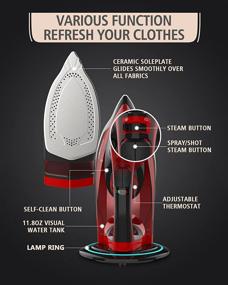 img 2 attached to 🔥 OMAIGA 1500W Cordless Iron for Clothes - Cordless Steam Iron with 11.8ozs Water Tank and Ceramic Soleplate - Advanced Anti Drip Clothes Iron with 3 Temperature Settings (Red)