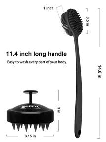 img 1 attached to 🛀 HEETA 2-Pack Body Brush & Hair Scalp Massager Shampoo Brush for Shower – Deep Cleaning and Exfoliating, Soft Silicone Bristles, Long Handle, Suitable for Men, Women, and Kids (Black & Black)