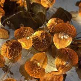 img 3 attached to 🍂 Autumn Acorn 3D Twinkle Fall Decorations | 10 ft 30 LED Harvest String Lights | USB Operated with Remote | Perfect for Kitchen, Baby Shower, Thanksgiving Party, Home & Garden Wreath Décor