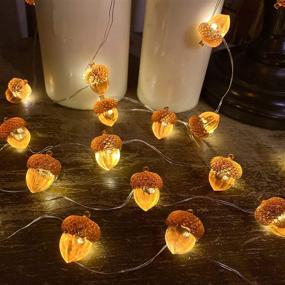 img 2 attached to 🍂 Autumn Acorn 3D Twinkle Fall Decorations | 10 ft 30 LED Harvest String Lights | USB Operated with Remote | Perfect for Kitchen, Baby Shower, Thanksgiving Party, Home & Garden Wreath Décor