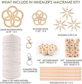 img 3 attached to 🧵 Complete Macrame Kit: 109Yards x 3mm Natural Cord for 10 Stunning Projects - Includes Rope, Sticks, Hoops, Rings, Beads, Clips, Key-Chains - Ideal Macrame Supplies & Kits for Beginner Adults