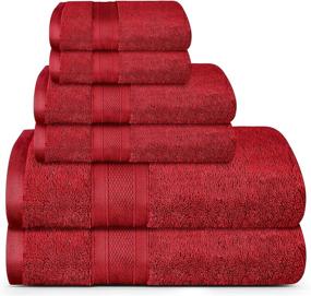 img 4 attached to 🧦 TRIDENT Soft and Plush 100% Cotton Bathroom Towel Set - Super Soft, Absorbent, 6 Piece (Christmas Red)