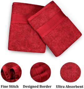 img 1 attached to 🧦 TRIDENT Soft and Plush 100% Cotton Bathroom Towel Set - Super Soft, Absorbent, 6 Piece (Christmas Red)