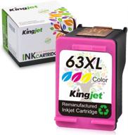 high-quality kingjet remanufactured ink cartridge replacement for hp 63xl (color) - perfect for officejet, envy, and deskjet printers - guaranteed compatibility, 1 pack logo