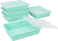 🗃️ teal storex letter size flat storage tray – non-snap lid organizer bin for classroom, office and home, 5-pack (62541u05c) logo