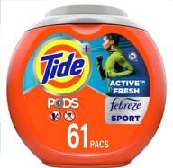 tide pods 4-in-1 with febreze sport odor defense, laundry detergent soap pods, high efficiency (he), 61 count logo