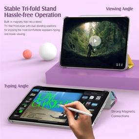 img 1 attached to 📱 TiMOVO Geometric Purple Case for New iPad Air 4th Generation (10.9-inch, 2020) - Slim Stand Protective Cover with 2nd Gen Apple Pencil Charging Support and Auto Wake/Sleep