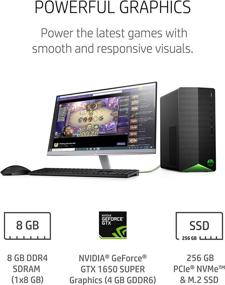 img 3 attached to HP Pavilion Gaming Desktop - GeForce GTX 1650 SUPER, Core i3-10100, 8GB DDR4 RAM, 256GB PCIe NVMe SSD, Windows 11, USB Mouse & Keyboard, Compact Tower Design (TG01-1022, 2020)