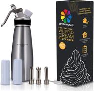 🍦 seven petals professional whipped cream dispenser - premium 1 pint aluminum cream whipper canister - whip cream maker with stainless steel tips, charger holders, brush & storage cap логотип