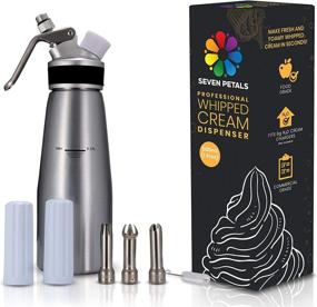 img 4 attached to 🍦 Seven Petals Professional Whipped Cream Dispenser - Premium 1 Pint Aluminum Cream Whipper Canister - Whip Cream Maker with Stainless Steel Tips, Charger Holders, Brush & Storage Cap