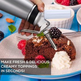 img 3 attached to 🍦 Seven Petals Professional Whipped Cream Dispenser - Premium 1 Pint Aluminum Cream Whipper Canister - Whip Cream Maker with Stainless Steel Tips, Charger Holders, Brush & Storage Cap