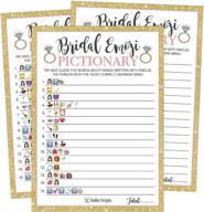 🎉 25 emoji pictionary bridal shower games kit, wedding shower, bachelorette, or engagement party - coed adult game cards bundle set for men and women couples - funny & cute board game for bride-to-be party idea logo