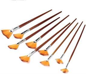 img 1 attached to 🖌️ Wode Shop 9 Pieces Artist Fan Brushes Set: High-Quality Nylon Hair Brushes for Acrylic, Watercolor, and Oil Painting