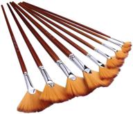 🖌️ wode shop 9 pieces artist fan brushes set: high-quality nylon hair brushes for acrylic, watercolor, and oil painting logo