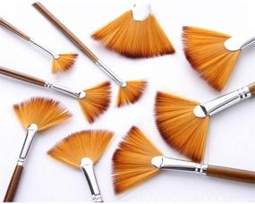 img 3 attached to 🖌️ Wode Shop 9 Pieces Artist Fan Brushes Set: High-Quality Nylon Hair Brushes for Acrylic, Watercolor, and Oil Painting