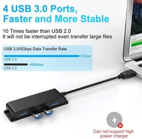 img 3 attached to 🚀 Rocketek 4-Port USB 3.0 Hub with USB-C, Extended Cable Included - Multiport Expander with USB to USB-C Adapter for Computers, Phones, Laptops, Flash Drives, and Mobile HDD